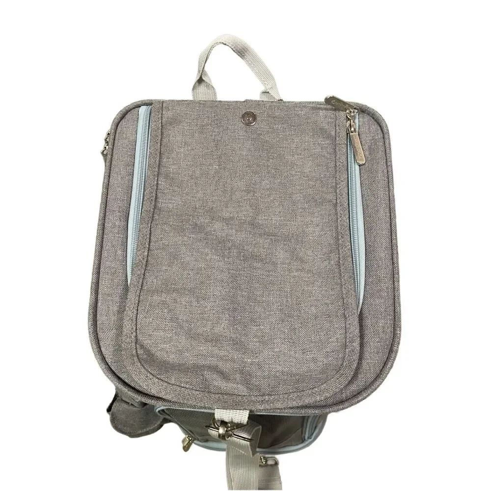 Mr. Peanuts Gray & Blue Convertible Small Pet Backpack & Crossbody Bag -Fleece